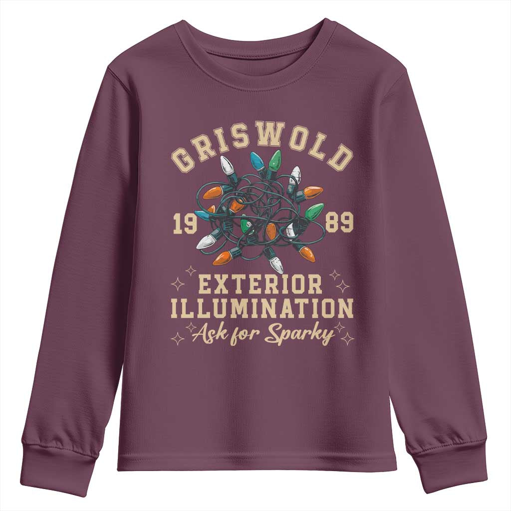 Griswold Christmas Lights Youth Sweatshirt Exterior Illumination Ask for Sparky Funny Holiday - Wonder Print Shop
