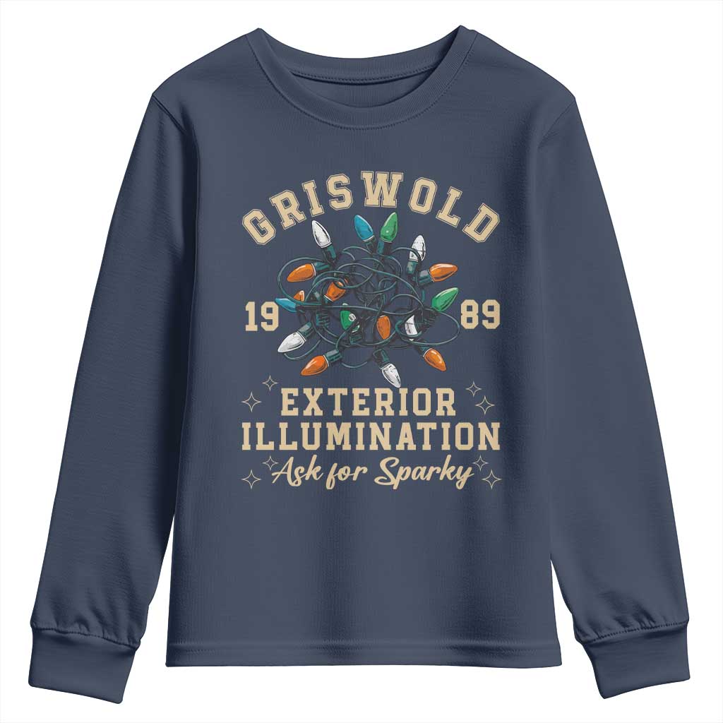 Griswold Christmas Lights Youth Sweatshirt Exterior Illumination Ask for Sparky Funny Holiday - Wonder Print Shop