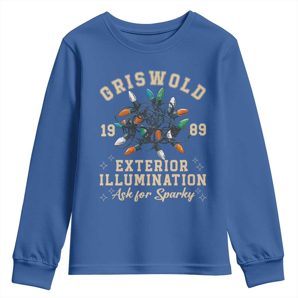 Griswold Christmas Lights Youth Sweatshirt Exterior Illumination Ask for Sparky Funny Holiday - Wonder Print Shop