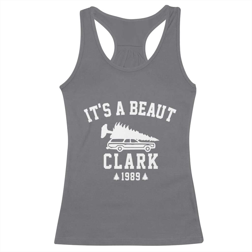 Funny Christmas It’s a Beaut Clark Racerback Tank Top Xmas Tree Disaster Griswold Family Holiday - Wonder Print Shop