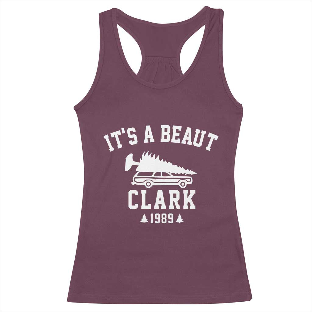 Funny Christmas It’s a Beaut Clark Racerback Tank Top Xmas Tree Disaster Griswold Family Holiday - Wonder Print Shop