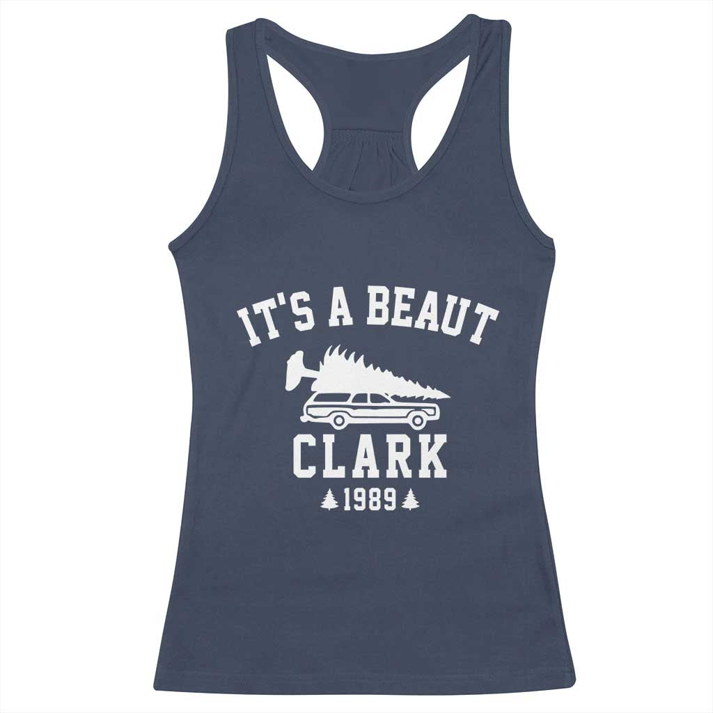 Funny Christmas It’s a Beaut Clark Racerback Tank Top Xmas Tree Disaster Griswold Family Holiday - Wonder Print Shop