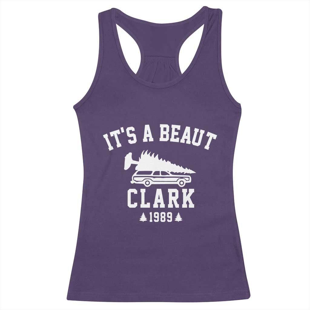 Funny Christmas It’s a Beaut Clark Racerback Tank Top Xmas Tree Disaster Griswold Family Holiday - Wonder Print Shop