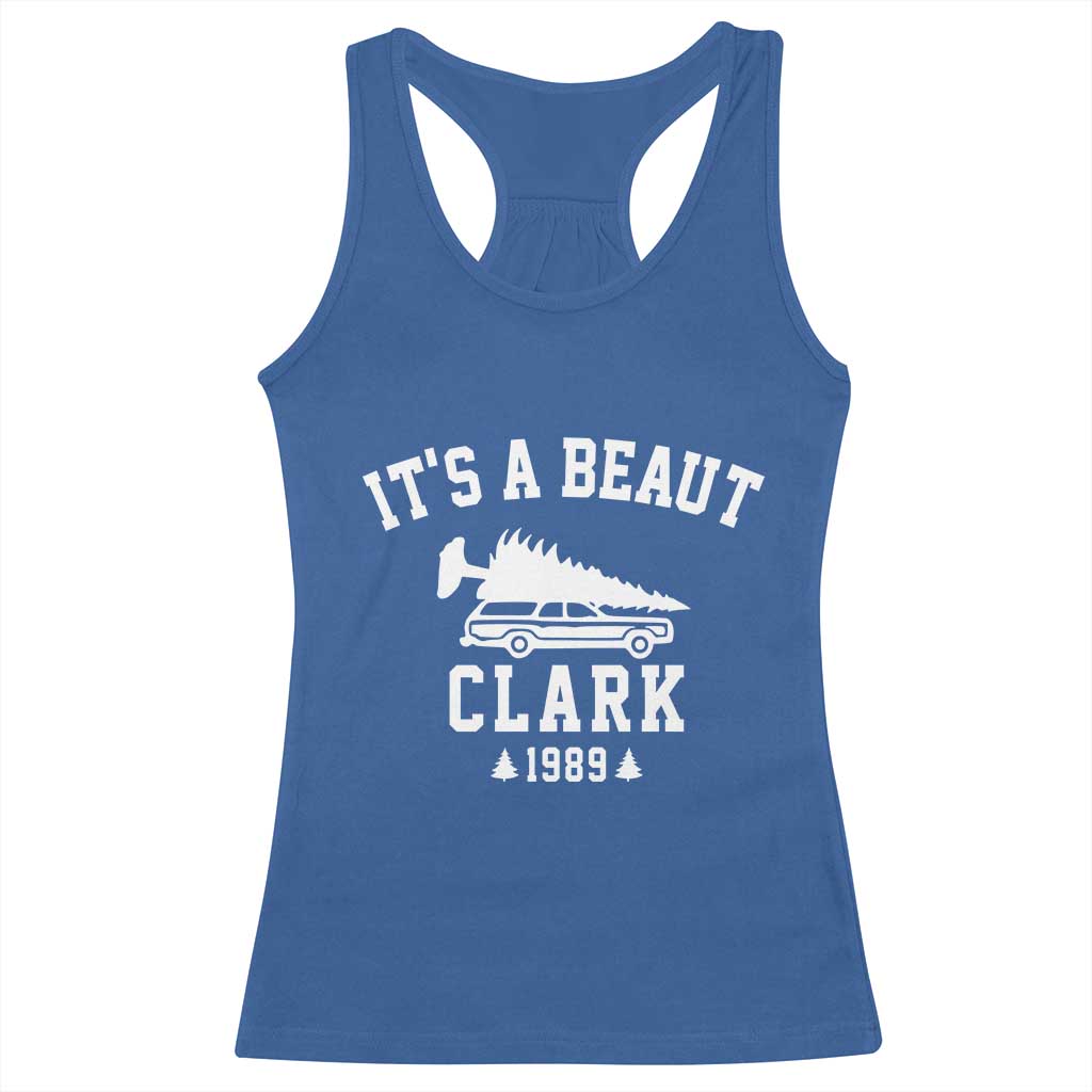 Funny Christmas It’s a Beaut Clark Racerback Tank Top Xmas Tree Disaster Griswold Family Holiday - Wonder Print Shop