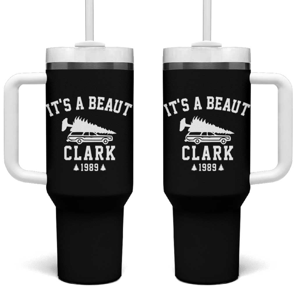 Funny Christmas It’s a Beaut Clark Tumbler With Handle Xmas Tree Disaster Griswold Family Holiday - Wonder Print Shop