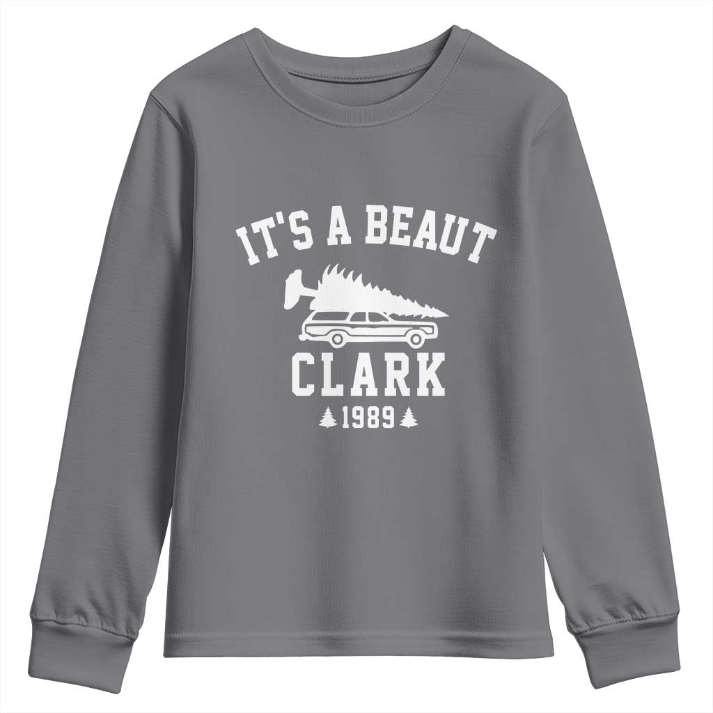 Funny Christmas It’s a Beaut Clark Youth Sweatshirt Xmas Tree Disaster Griswold Family Holiday - Wonder Print Shop