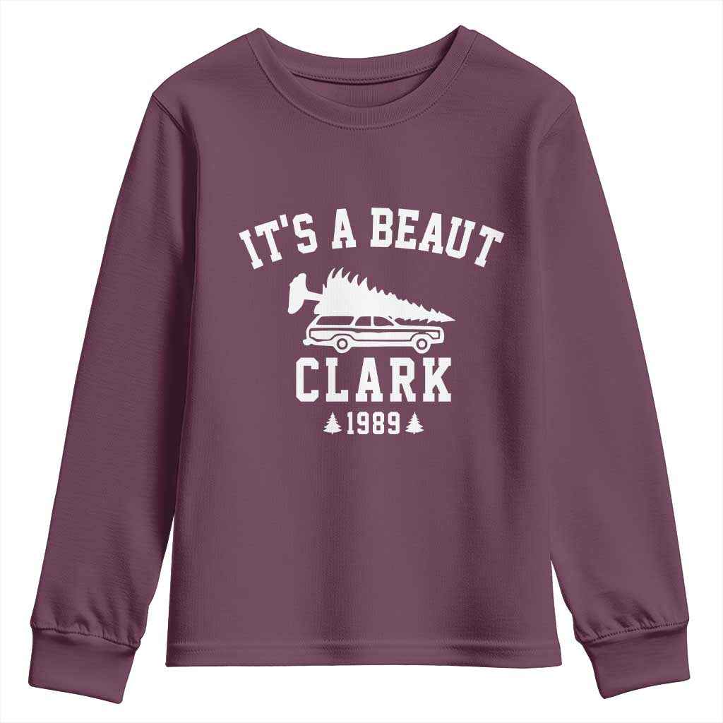 Funny Christmas It’s a Beaut Clark Youth Sweatshirt Xmas Tree Disaster Griswold Family Holiday - Wonder Print Shop