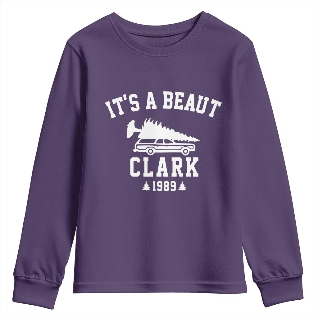 Funny Christmas It’s a Beaut Clark Youth Sweatshirt Xmas Tree Disaster Griswold Family Holiday - Wonder Print Shop