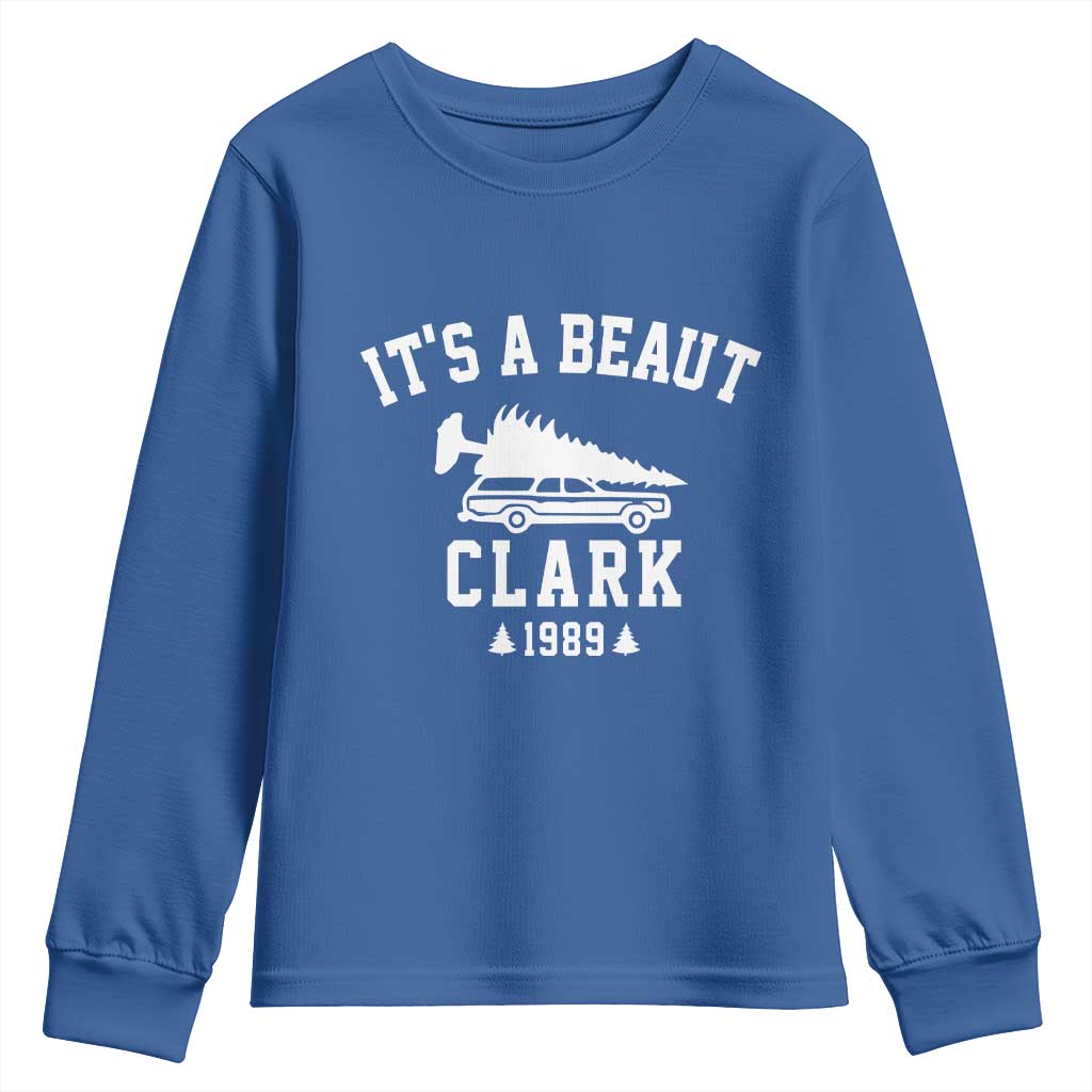Funny Christmas It’s a Beaut Clark Youth Sweatshirt Xmas Tree Disaster Griswold Family Holiday - Wonder Print Shop