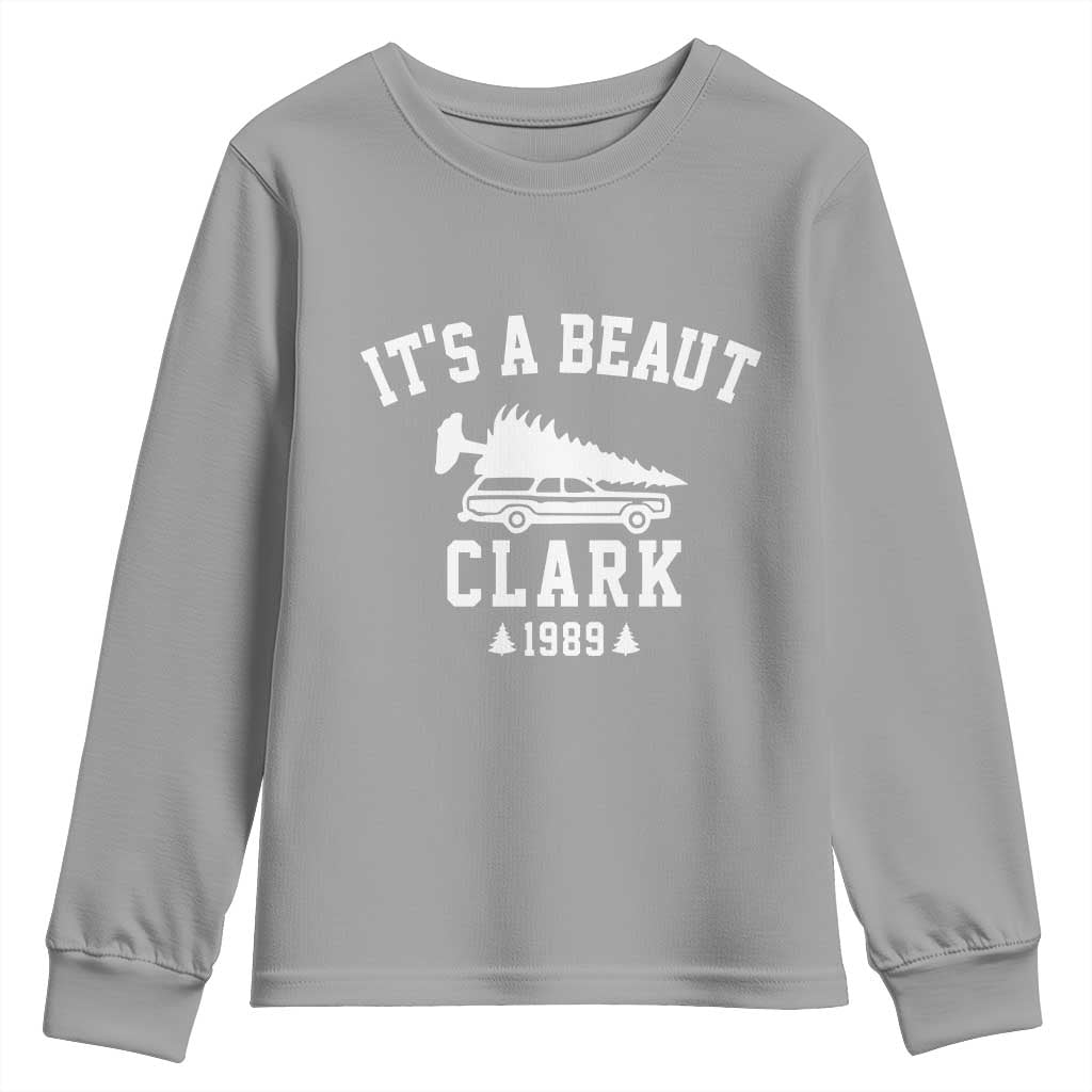 Funny Christmas It’s a Beaut Clark Youth Sweatshirt Xmas Tree Disaster Griswold Family Holiday - Wonder Print Shop