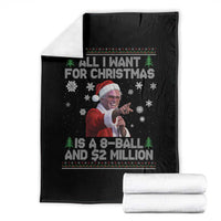 Funny Christmas Billy Meme Throw Blanket A 8 Ball and 2 Million Dollars Baby Uncle in Santa Suit - Wonder Print Shop