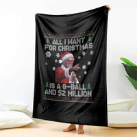 Funny Christmas Billy Meme Throw Blanket A 8 Ball and 2 Million Dollars Baby Uncle in Santa Suit - Wonder Print Shop