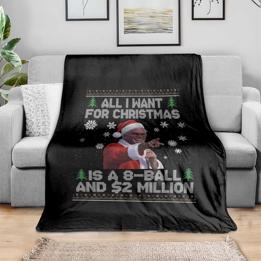 Funny Christmas Billy Meme Throw Blanket A 8 Ball and 2 Million Dollars Baby Uncle in Santa Suit - Wonder Print Shop