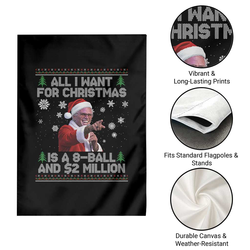 Funny Christmas Billy Meme Garden Flag A 8 Ball and 2 Million Dollars Baby Uncle in Santa Suit - Wonder Print Shop