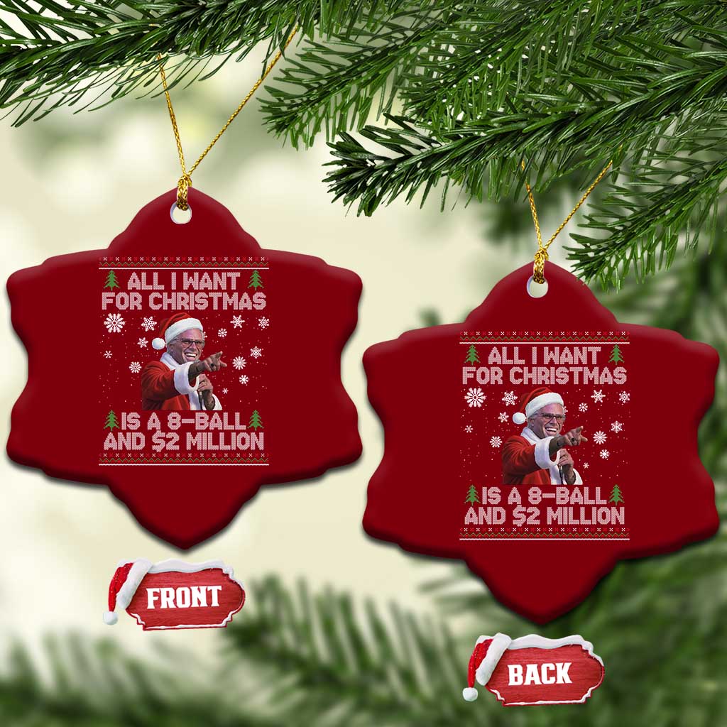 Funny Christmas Billy Meme Ceramic Ornament A 8 Ball and 2 Million Dollars Baby Uncle in Santa Suit - Wonder Print Shop