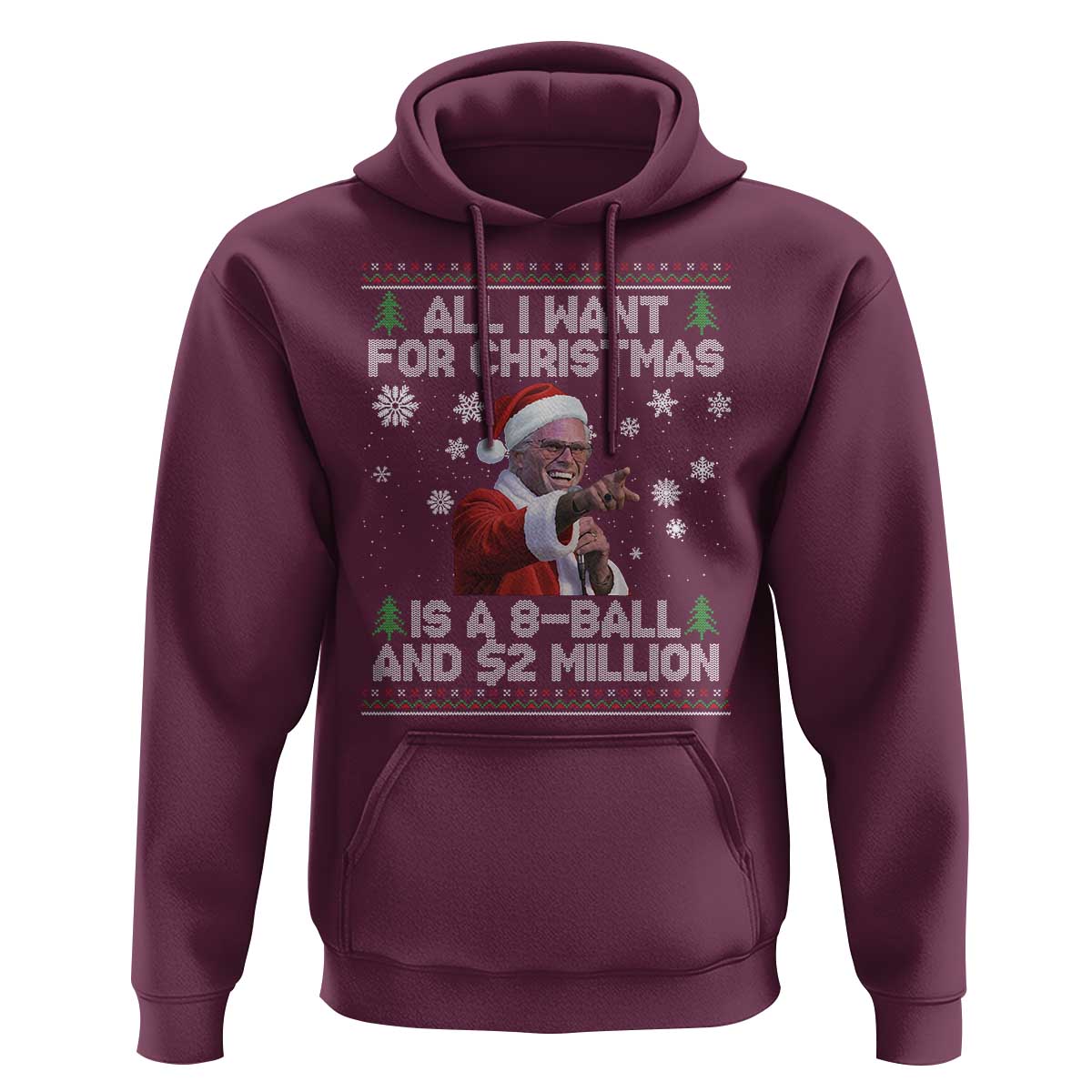 Funny Christmas Billy Meme Hoodie A 8 Ball and 2 Million Dollars Baby Uncle in Santa Suit - Wonder Print Shop