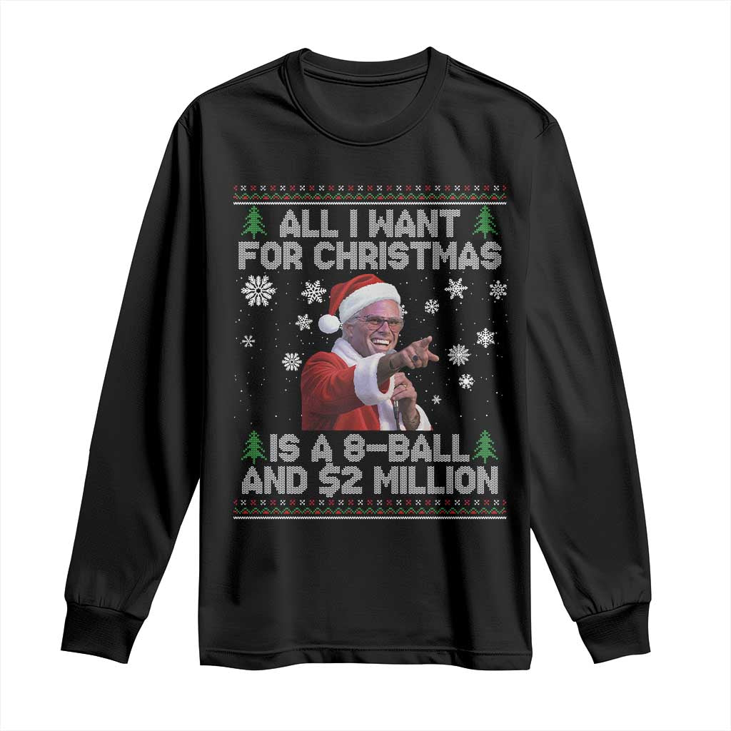 Funny Christmas Billy Meme Long Sleeve Shirt A 8 Ball and 2 Million Dollars Baby Uncle in Santa Suit - Wonder Print Shop