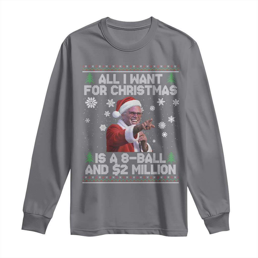 Funny Christmas Billy Meme Long Sleeve Shirt A 8 Ball and 2 Million Dollars Baby Uncle in Santa Suit - Wonder Print Shop