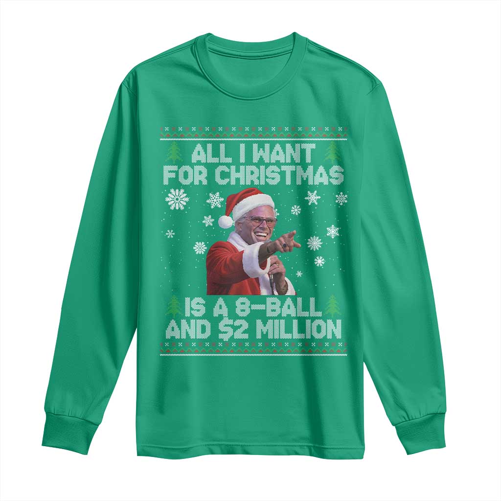 Funny Christmas Billy Meme Long Sleeve Shirt A 8 Ball and 2 Million Dollars Baby Uncle in Santa Suit - Wonder Print Shop