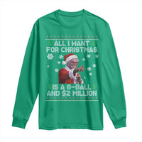 Funny Christmas Billy Meme Long Sleeve Shirt A 8 Ball and 2 Million Dollars Baby Uncle in Santa Suit - Wonder Print Shop