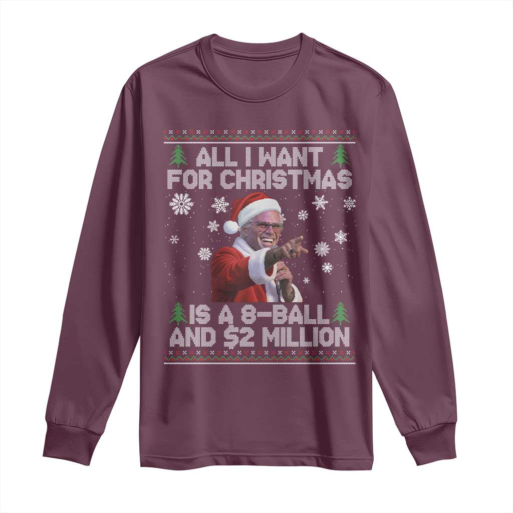 Funny Christmas Billy Meme Long Sleeve Shirt A 8 Ball and 2 Million Dollars Baby Uncle in Santa Suit - Wonder Print Shop