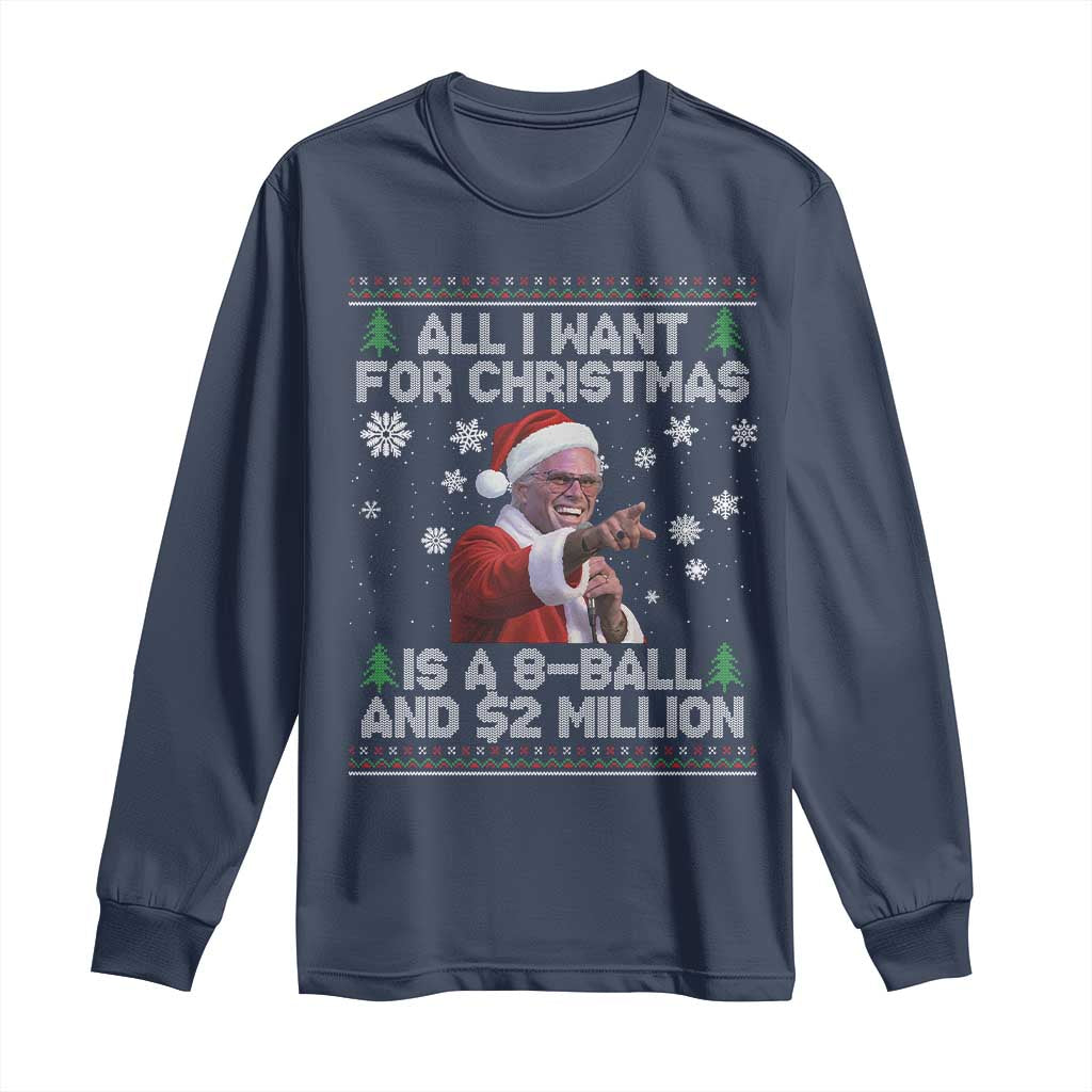 Funny Christmas Billy Meme Long Sleeve Shirt A 8 Ball and 2 Million Dollars Baby Uncle in Santa Suit - Wonder Print Shop