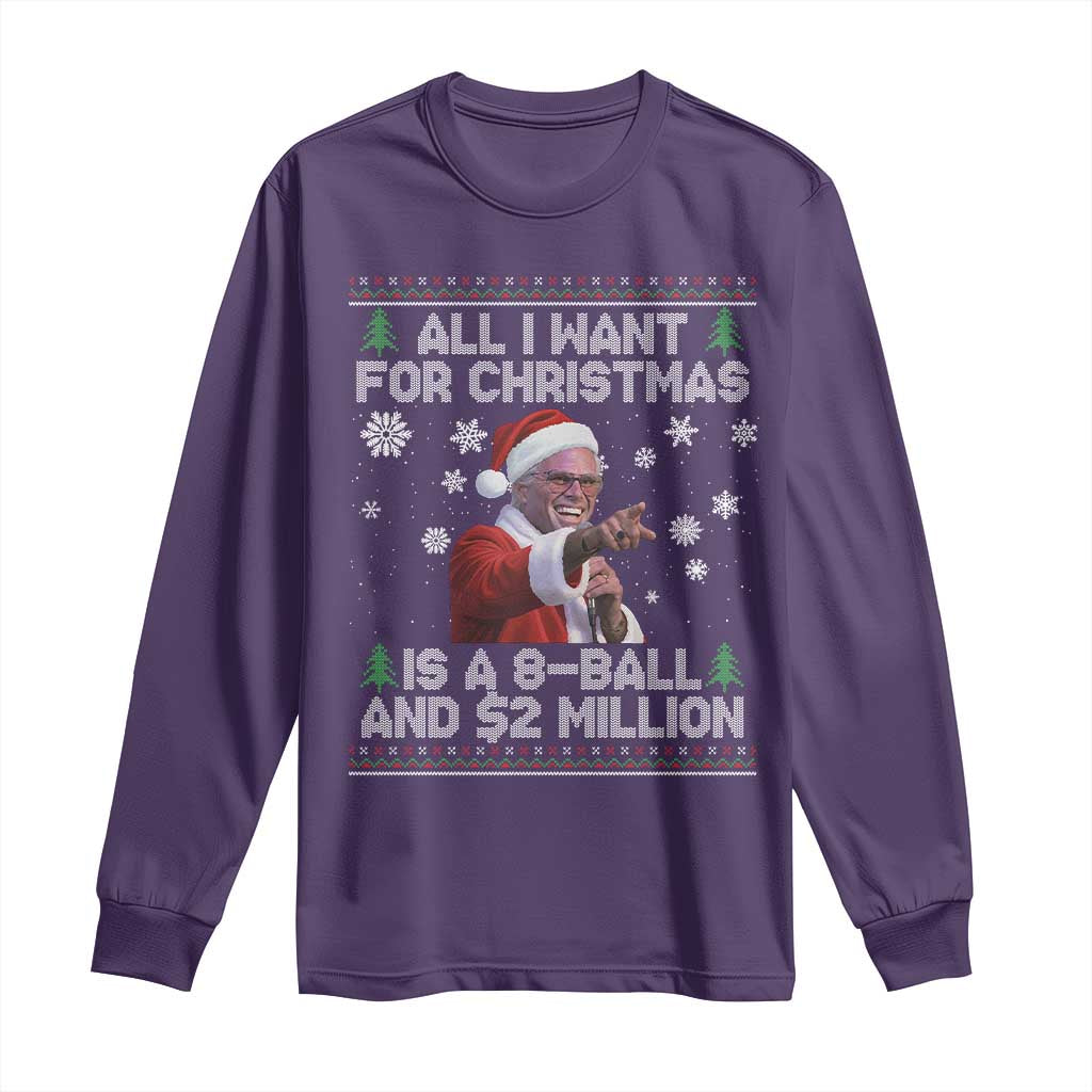 Funny Christmas Billy Meme Long Sleeve Shirt A 8 Ball and 2 Million Dollars Baby Uncle in Santa Suit - Wonder Print Shop