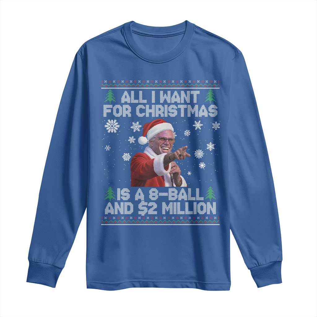 Funny Christmas Billy Meme Long Sleeve Shirt A 8 Ball and 2 Million Dollars Baby Uncle in Santa Suit - Wonder Print Shop