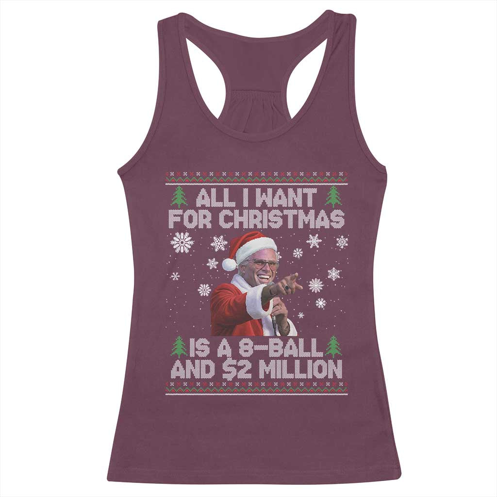 Funny Christmas Billy Meme Racerback Tank Top A 8 Ball and 2 Million Dollars Baby Uncle in Santa Suit - Wonder Print Shop