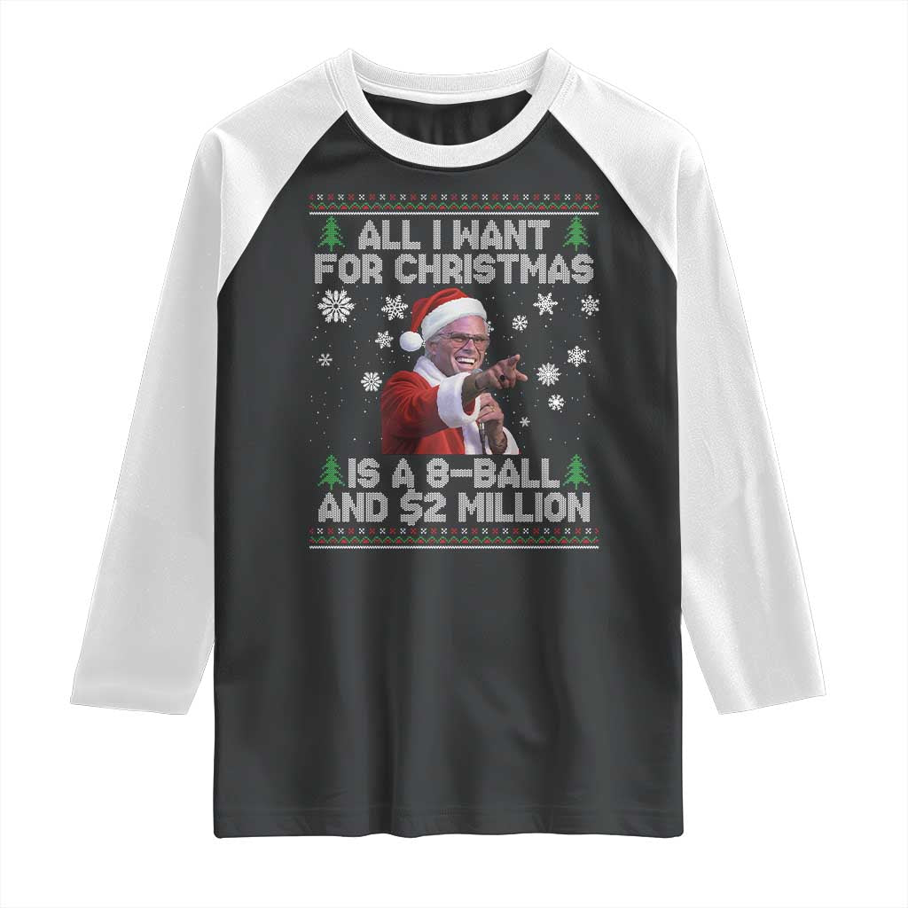 Funny Christmas Billy Meme Raglan Shirt A 8 Ball and 2 Million Dollars Baby Uncle in Santa Suit - Wonder Print Shop