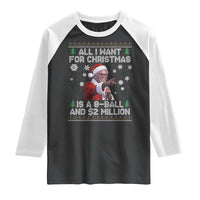 Funny Christmas Billy Meme Raglan Shirt A 8 Ball and 2 Million Dollars Baby Uncle in Santa Suit - Wonder Print Shop