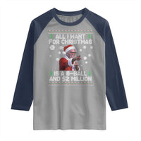 Funny Christmas Billy Meme Raglan Shirt A 8 Ball and 2 Million Dollars Baby Uncle in Santa Suit - Wonder Print Shop
