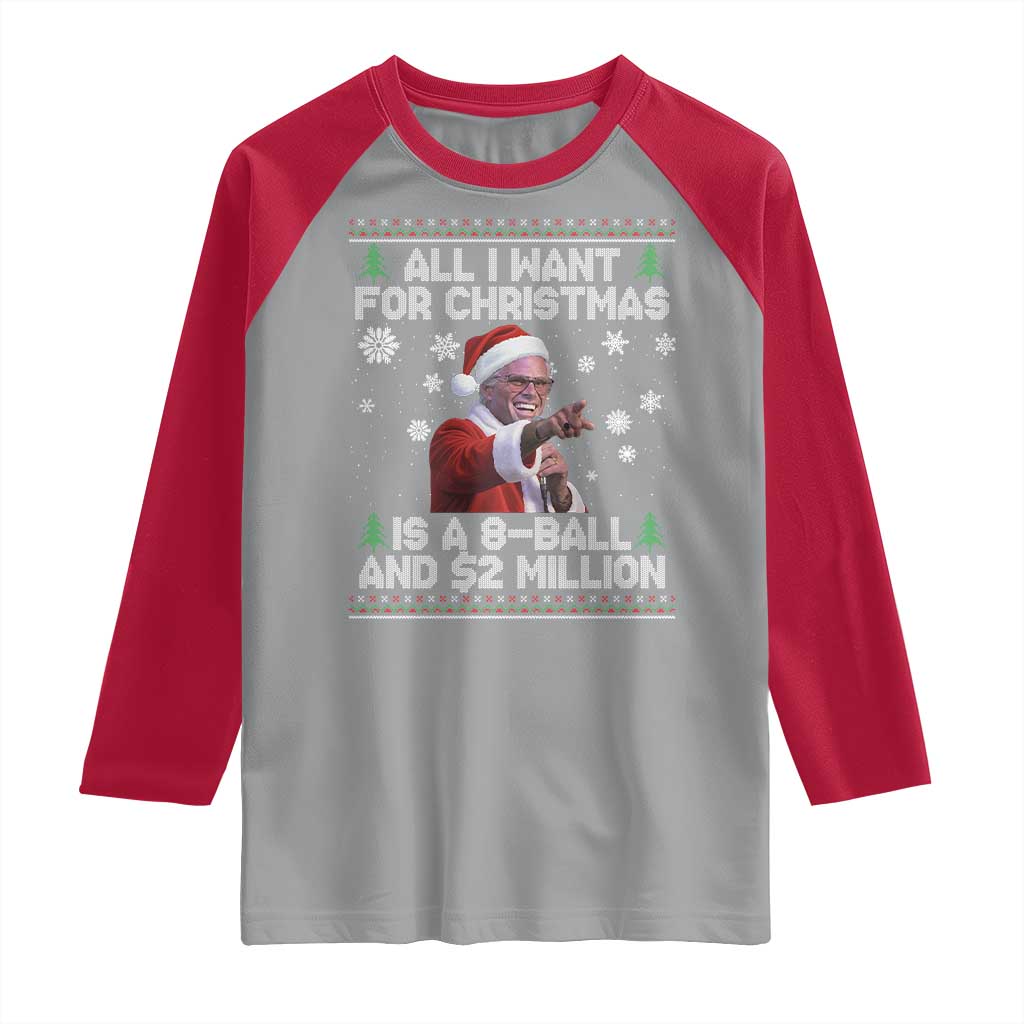 Funny Christmas Billy Meme Raglan Shirt A 8 Ball and 2 Million Dollars Baby Uncle in Santa Suit - Wonder Print Shop