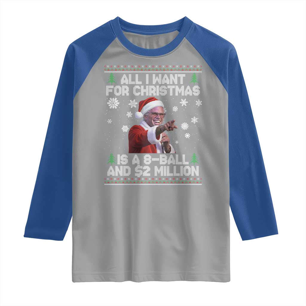 Funny Christmas Billy Meme Raglan Shirt A 8 Ball and 2 Million Dollars Baby Uncle in Santa Suit - Wonder Print Shop