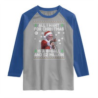 Funny Christmas Billy Meme Raglan Shirt A 8 Ball and 2 Million Dollars Baby Uncle in Santa Suit - Wonder Print Shop