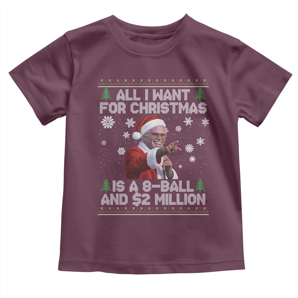 Funny Christmas Billy Meme Toddler T Shirt A 8 Ball and 2 Million Dollars Baby Uncle in Santa Suit - Wonder Print Shop
