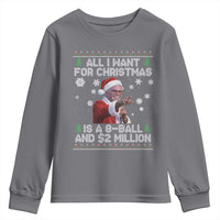 Funny Christmas Billy Meme Youth Sweatshirt A 8 Ball and 2 Million Dollars Baby Uncle in Santa Suit - Wonder Print Shop