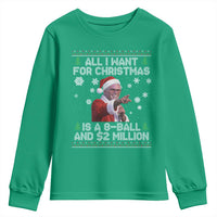 Funny Christmas Billy Meme Youth Sweatshirt A 8 Ball and 2 Million Dollars Baby Uncle in Santa Suit - Wonder Print Shop