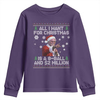 Funny Christmas Billy Meme Youth Sweatshirt A 8 Ball and 2 Million Dollars Baby Uncle in Santa Suit - Wonder Print Shop