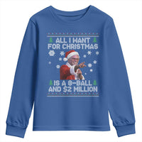 Funny Christmas Billy Meme Youth Sweatshirt A 8 Ball and 2 Million Dollars Baby Uncle in Santa Suit - Wonder Print Shop