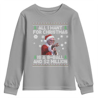 Funny Christmas Billy Meme Youth Sweatshirt A 8 Ball and 2 Million Dollars Baby Uncle in Santa Suit - Wonder Print Shop