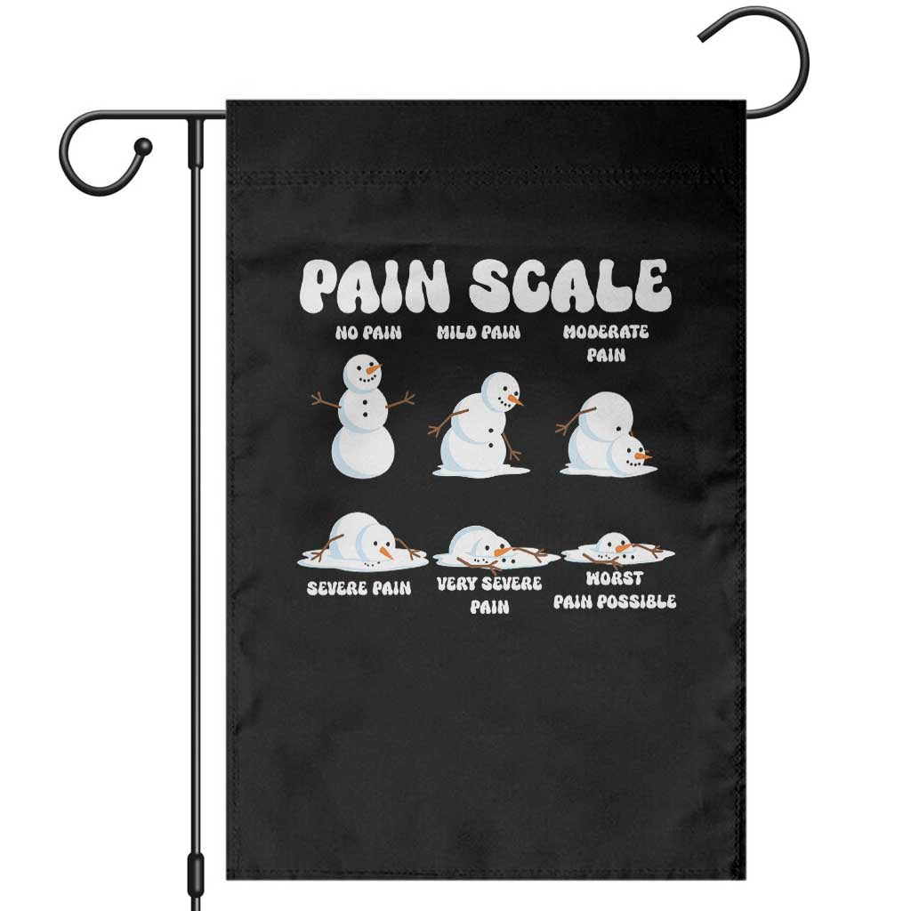 Funny Snowman Pain Scale Christmas Garden Flag Melting Snowman Holiday Humor - Wonder Print Shop