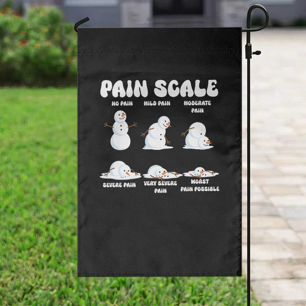 Funny Snowman Pain Scale Christmas Garden Flag Melting Snowman Holiday Humor - Wonder Print Shop
