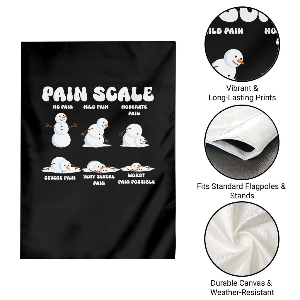 Funny Snowman Pain Scale Christmas Garden Flag Melting Snowman Holiday Humor - Wonder Print Shop