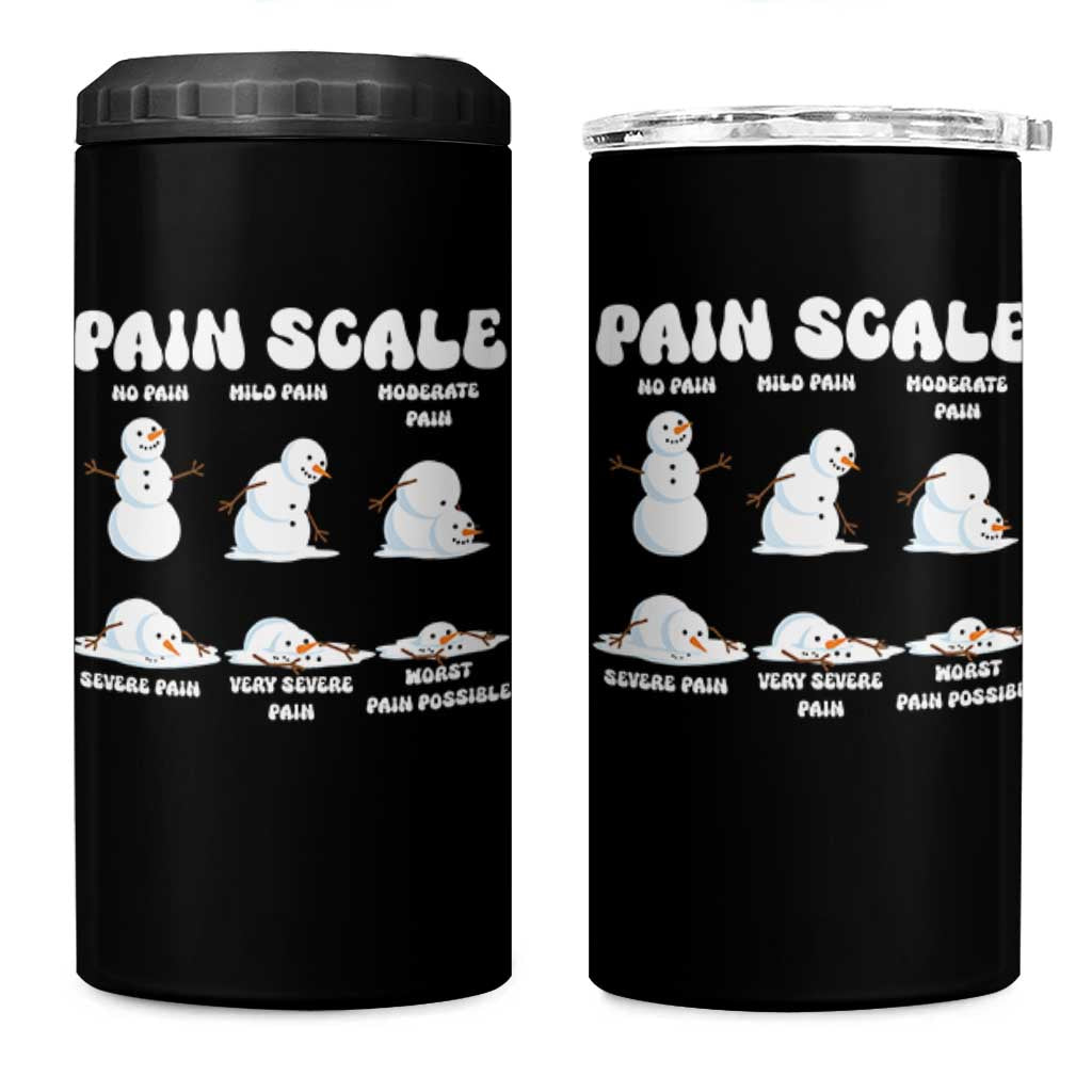 Funny Snowman Pain Scale Christmas 4 in 1 Can Cooler Tumbler Melting Snowman Holiday Humor - Wonder Print Shop