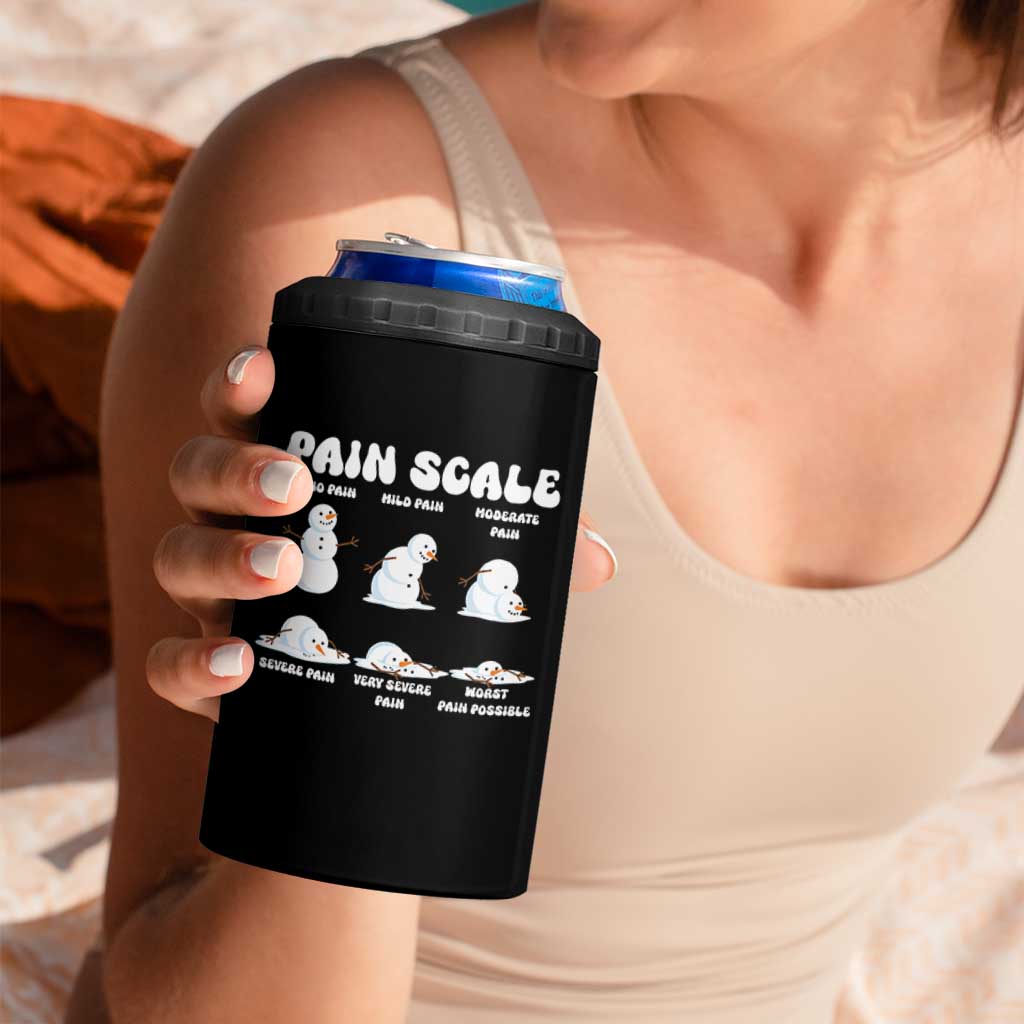 Funny Snowman Pain Scale Christmas 4 in 1 Can Cooler Tumbler Melting Snowman Holiday Humor - Wonder Print Shop