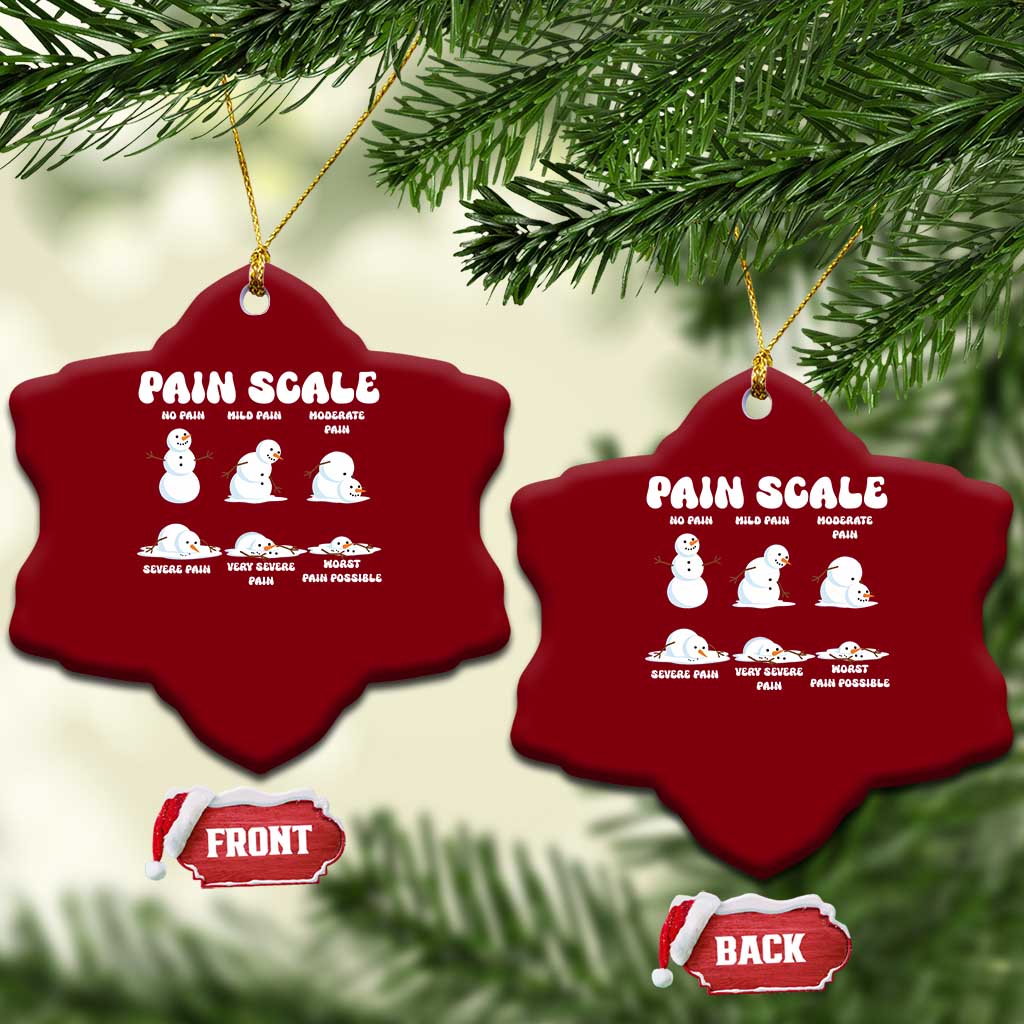 Funny Snowman Pain Scale Christmas Ceramic Ornament Melting Snowman Holiday Humor - Wonder Print Shop