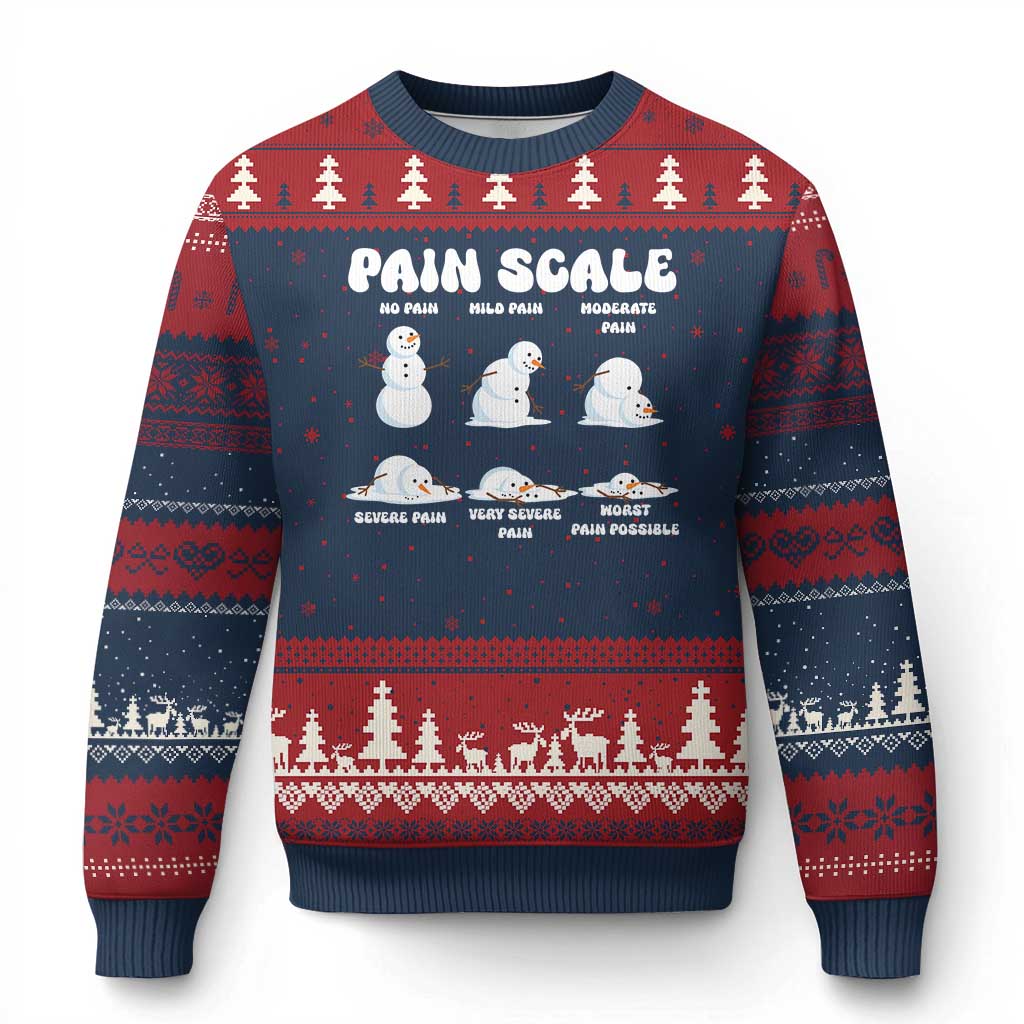 Funny Snowman Pain Scale Xmas Ugly Christmas Sweater Melting Snowman Holiday Humor - Wonder Print Shop