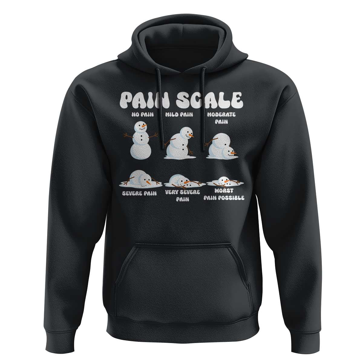 Funny Snowman Pain Scale Christmas Hoodie Melting Snowman Holiday Humor - Wonder Print Shop