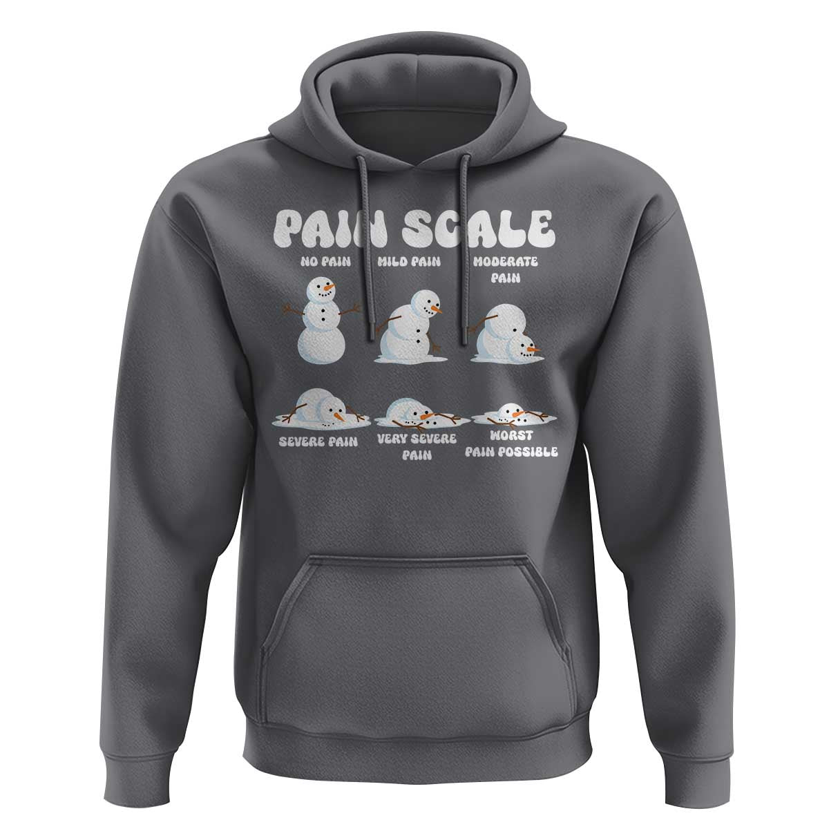 Funny Snowman Pain Scale Christmas Hoodie Melting Snowman Holiday Humor - Wonder Print Shop